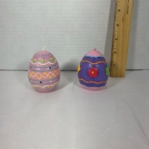 Set Of 2 Decorated Easter Egg Candles NEW